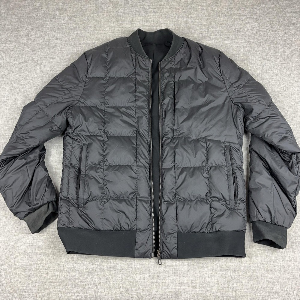 Lululemon About-Face Bomber Jacket Mens Large Black Reversible 700 Down LM4848S